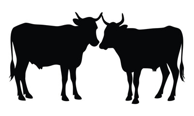 cow silhouette vector illustration. Dairy Cow silhouette icon symbol