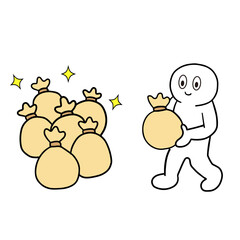 お金の入った袋をせっせと運ぶ棒人間