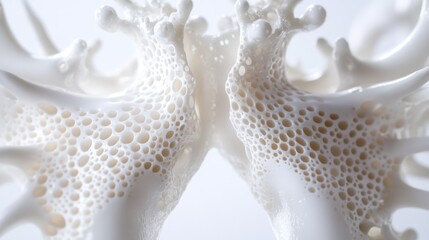 Abstract white coral-like structure with intricate cellular patterns in detail