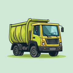Lime Green and Yellow Dump Truck Illustration