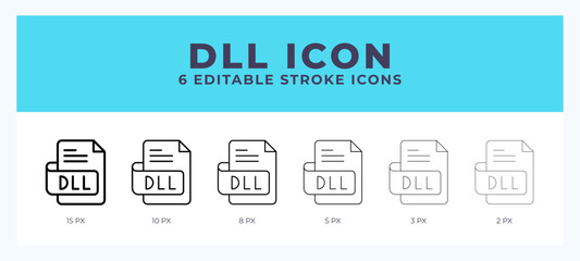 Dll file icon with editable stroke. Outline icon vector illustration.
