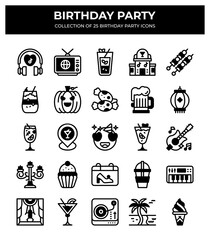 Birthday Party. Collection of 25 Birthday Party Icons