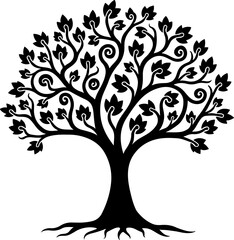 Obraz premium Romantic Couple Under Heart Tree Silhouette vector