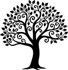 Obraz premium Romantic Couple Under Heart Tree Silhouette vector