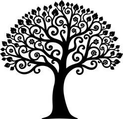 Romantic Couple Under Heart Tree Silhouette vector