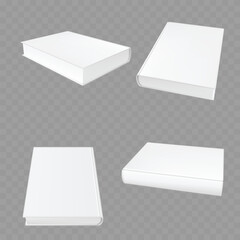 Blank White Book Mockup Hardcover Perspective View Set Vector