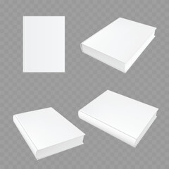 Blank White Book Mockup Hardcover Perspective View Set Vector