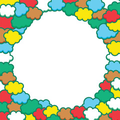 Cute clouds pop frame background material. Fluffy, soft, moist, Harajuku style, Christmas color. / かわいい雲のポップなフレーム背景素材 ふわふわ やわらかい しっとり 原宿系 クリスマスカラー