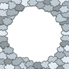 Cute clouds pop frame background material. Fluffy, soft, moist, Harajuku style, monochrome. / かわいい雲のポップなフレーム背景素材 ふわふわ やわらかい しっとり 原宿系 淀んだモノクロ