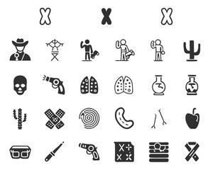 Naklejka premium Vector icon set collection of western elements, medical, and miscellaneous symbols for graphic design use