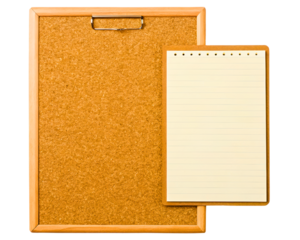 Blank Vertical Cork Bulletin Board for Office Notes on a transparent background