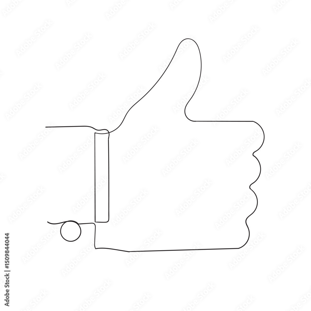 Poster continuous line drawing thumbs up or like vector