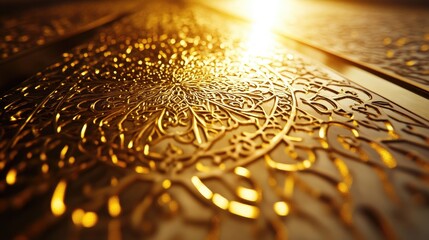 Detailed ornate gold design with sunlit patterns.