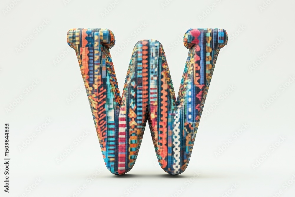 Poster the letter w is made up of many different colors and patterns