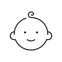 Happy little boy head icon. Simple outline style. Line symbol isolated. Face of baby boy.