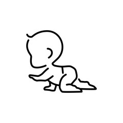 The baby is crawling line icon. Simple outline style. Toddler development. Early childhood