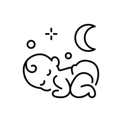 Obraz premium Sleeping baby icon. Simple outline style. Baby silhouette, stylized line logo. Cute simple design.