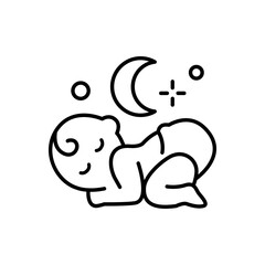 Obraz premium Sleeping baby icon. Simple outline style. Baby silhouette, stylized line logo. Cute simple design.