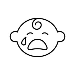 Crying baby boy line icon, outline sign, linear style pictogram isolated. Symbol, logo illustration.