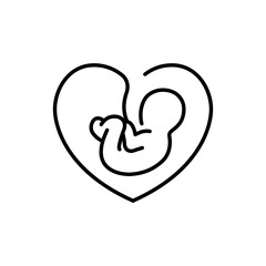Pregnant line icon. Baby born, fetus symbol. Gynecology clinic logo, design element for hospital site.