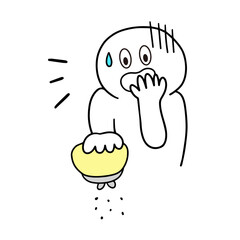 お金が無くなってしまって焦る棒人間