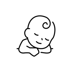 Baby sleep line icon. baby sleeping on the table. Simple outline style.