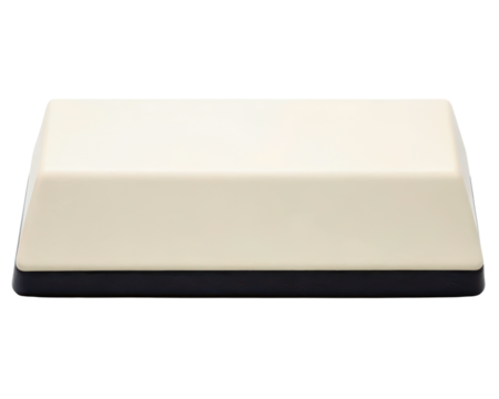Beige sloped desktop enclosure for electronic projects on a transparent background