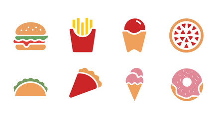 Cute cartoon fast food icons