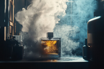 Smoke and cinematic backlight behind product