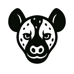 Hyena face logo, white background, monochrome black, flat vector illustration, illustrator style