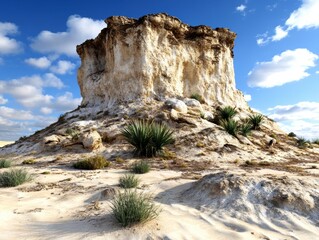 Majestic Desert Rock Formation Under a Vivid Blue Sky
