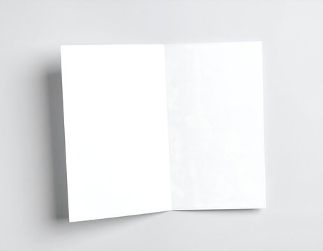 Blank brochure open on gray surface