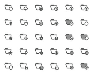 Folder icon set vector design collection for file management and organization in modern style ui ux design