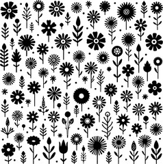 Fototapeta premium Black and White Floral Pattern ornament vector