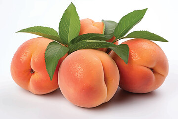 Ripe peach fruit isolated on white background cutout 
