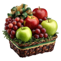 Delicious Gift Basket Filled with Red Apples Green Apples and Red Grapes Perfect for any Occasion