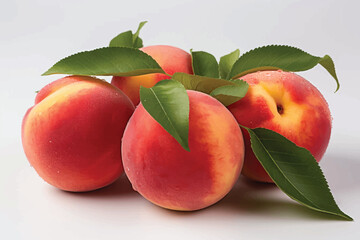 Ripe peach fruit isolated on white background cutout 