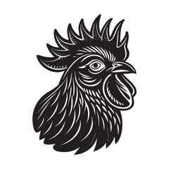 Cock head vector style silhouette.