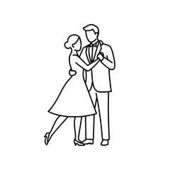 Couple dancing elegantly in formal attire with vintage style  