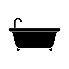 Simple bathtub black icon isolated on white background.