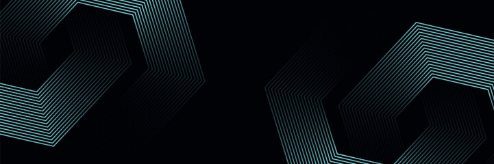 Naklejka premium Abstract blue background with overlap layer. Glowing geometric shape lines. Modern gradient square lines pattern design. Minimal geometric.