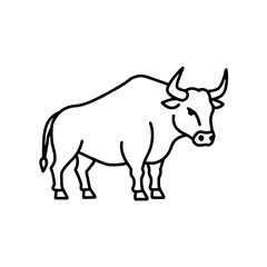 Fototapeta premium Bull illustration in minimalist black line art style 