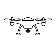 Modern drone with four propellers and camera for aerial photography  