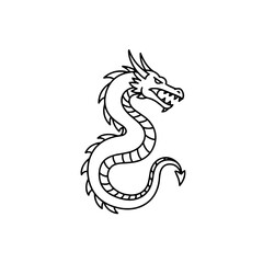 Fototapeta premium Traditional dragon illustration in black line art style 