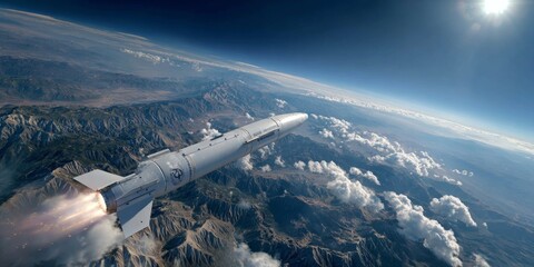 Hypersonic missile flying over earth, conceptual illustration of taurus kepd 350