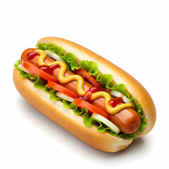 Juicy Hot Dog with Mustard and Ketchup: Classic American Food