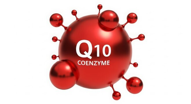3D representation of coenzyme Q10 molecule, highlighting its structure and significance.