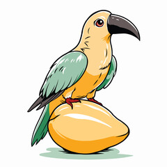 Tropical Bird with Yellow Mango Illustration