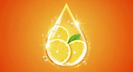 A vibrant illustration of lemon slices inside a droplet, symbolizing freshness and zest.