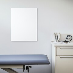 A white wall with a blank white poster on it